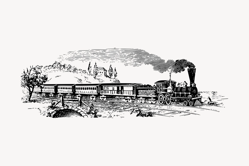 Steam locomotive hand drawn clipart