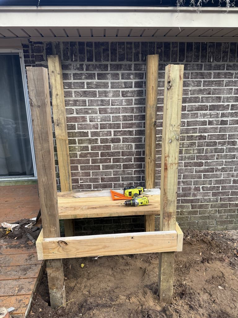 Construction of generator stand. 